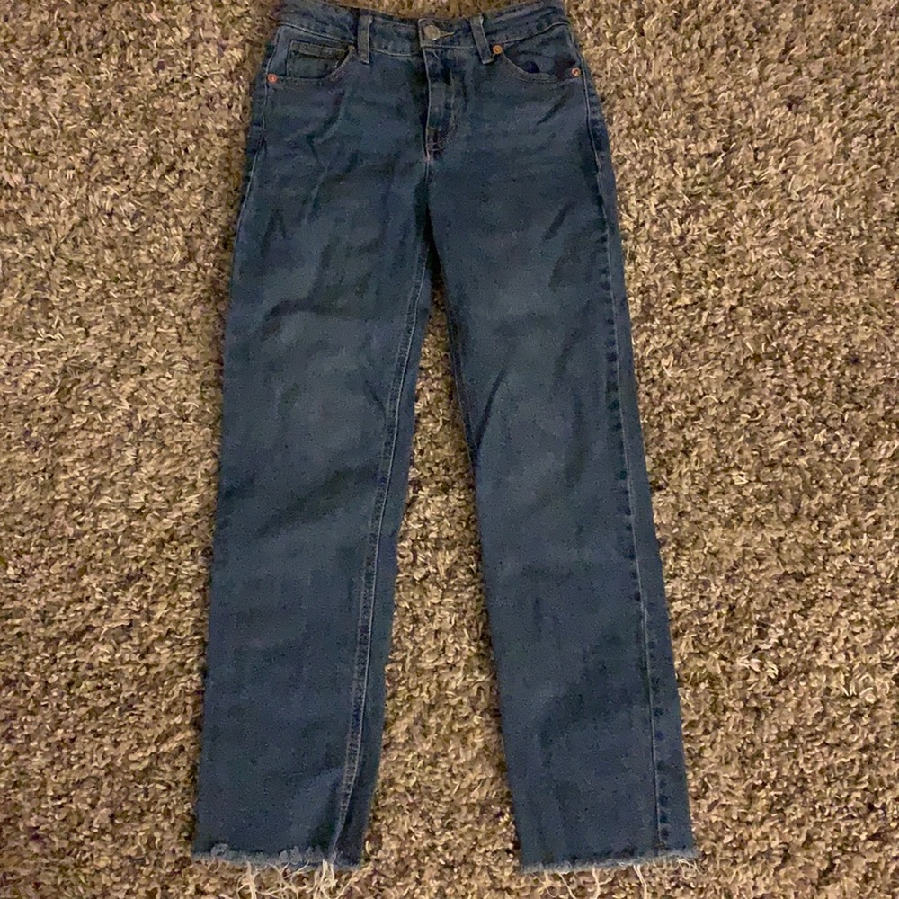 high rise, straight legged, mom jeans, size- 00